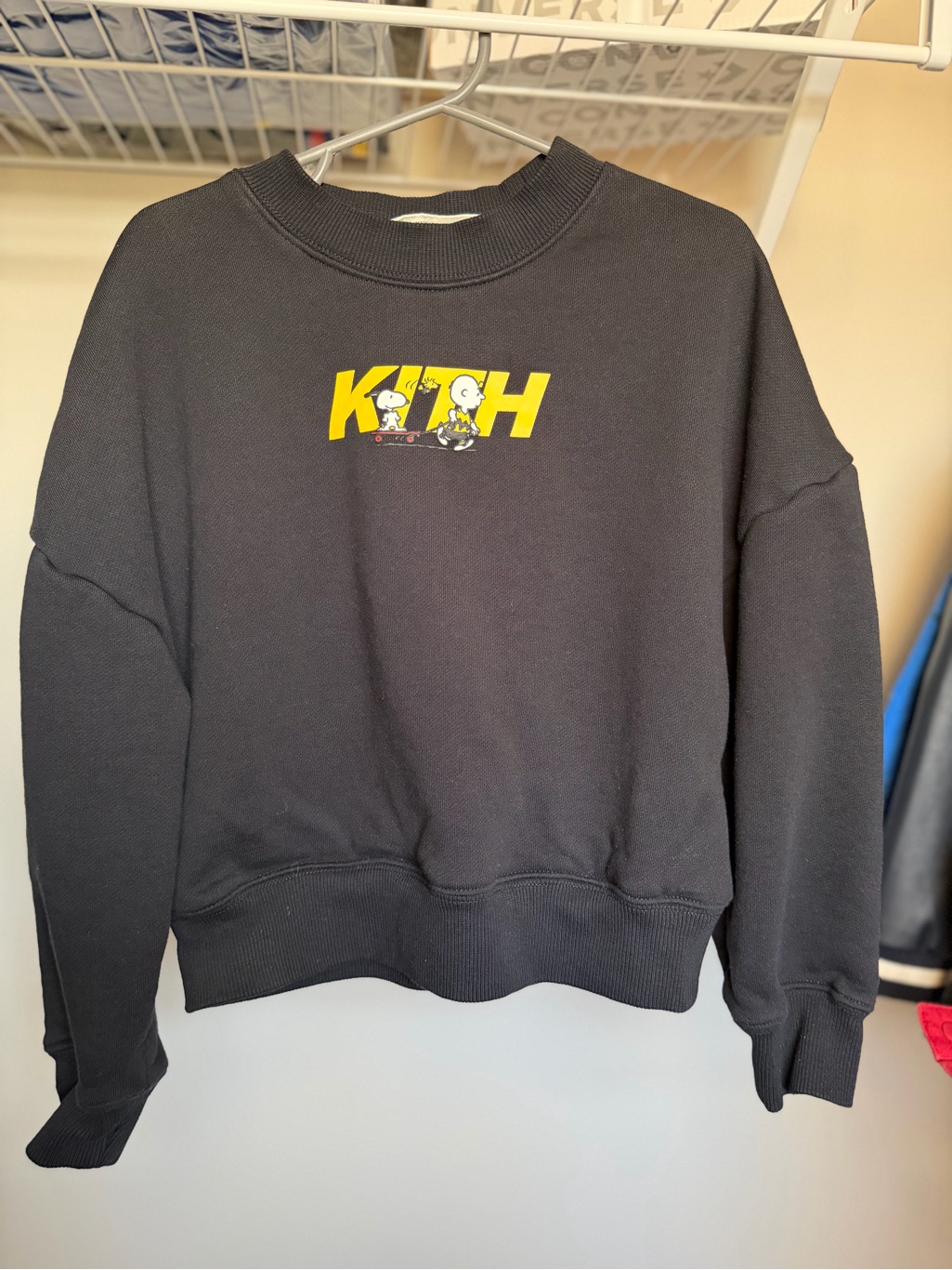 Kith Black Sweatshirt With Yellow Peanuts Logo